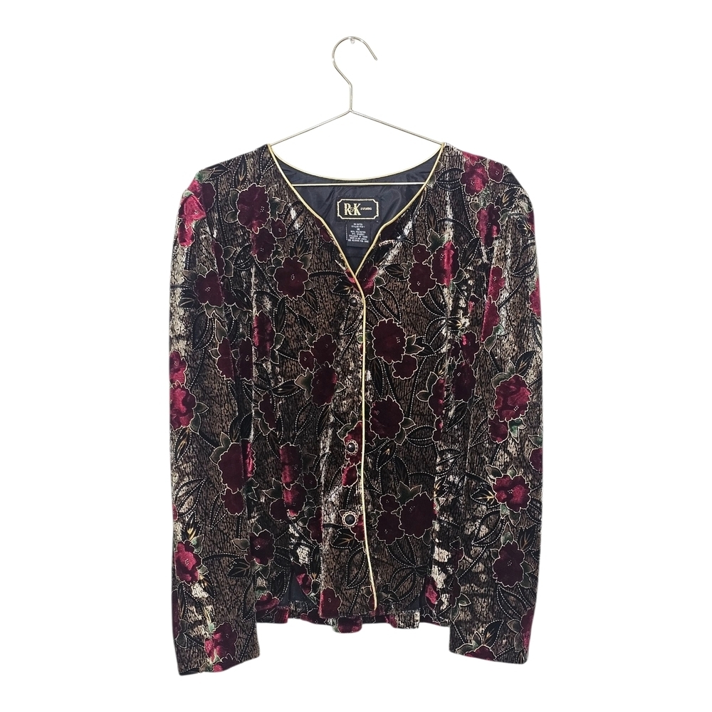 R&K Evening Women’s Jaket Cardigan And Skirt Velvet Set Sz 14 Vintage 80's 90's - Picture 2 of 14